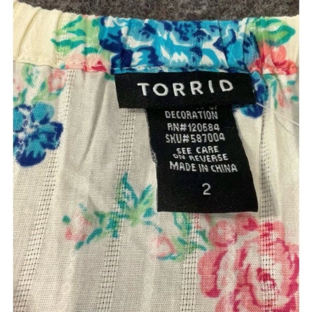 NWT Torrid White Babydoll Floral Pink & Blue Sleeveless Blouse Size 2X - Picture 6 of 6